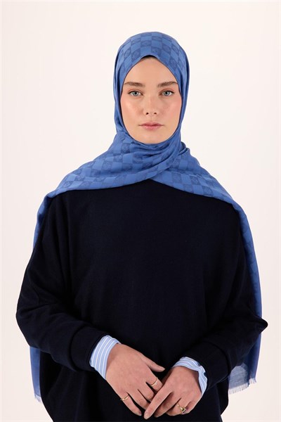 Pamuk Polyester Liva Şal İndigo Dokulu Nefes Alan 90x200