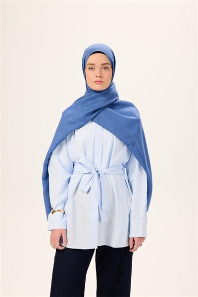 Pamuk Polyester Liva Şal İndigo Dokulu Nefes Alan Doğal Yapılı 90x200