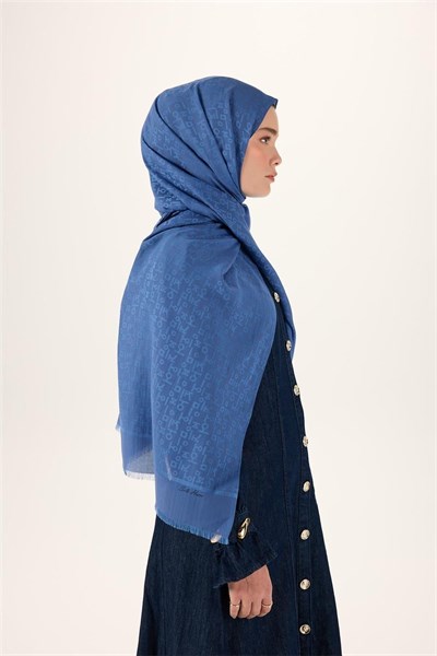 Pamuk Polyester Liva Şal İndigo Nefes Alan Dokulu 90x200