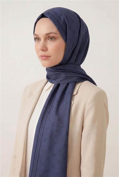 Pamuk Polyester Liva Şal İndigo Nefes Alan Dokulu 90x200