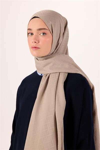 Pamuk Polyester Liva Şal Koyu Bej Dokulu Nefes Alan Doğal Yapılı 90x200