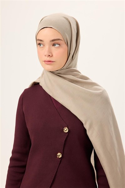 Pamuk Polyester Liva Şal Koyu Bej Düz Dokulu Nefes Alan 90x200