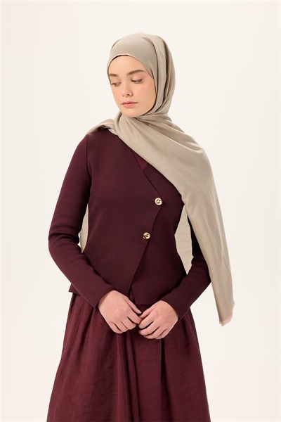 Pamuk Polyester Liva Şal Koyu Bej Düz Dokulu Nefes Alan 90x200