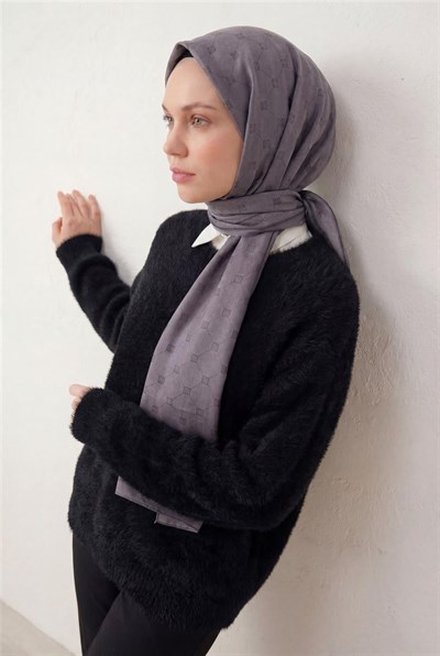 Pamuk Polyester Liva Şal Koyu Lila Nefes Alan Dokulu 90x200