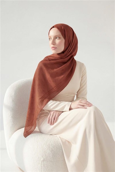 Pamuk Polyester Liva Şal Koyu Turuncu Nefes Alan Dokulu 90x200