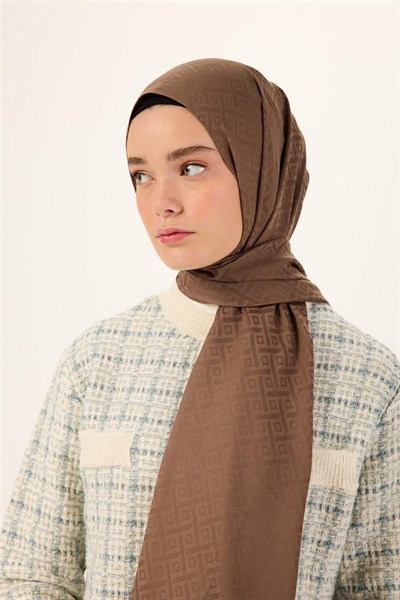 Pamuk Polyester Liva Şal Koyu Vizon Dokulu Nefes Alan Doğal Yapılı 90x200