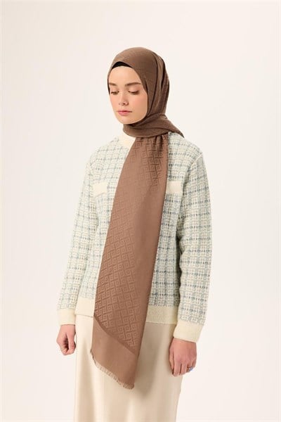 Pamuk Polyester Liva Şal Koyu Vizon Dokulu Nefes Alan Doğal Yapılı 90x200