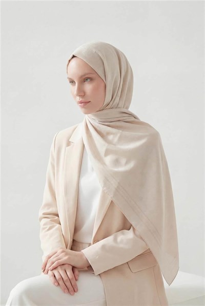 Pamuk Polyester Liva Şal Krem Nefes Alan Dokulu 90x200