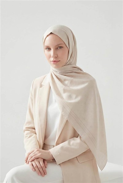 Pamuk Polyester Liva Şal Krem Nefes Alan Dokulu 90x200