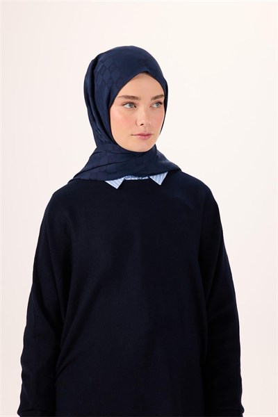 Pamuk Polyester Liva Şal Lacivert Dokulu Nefes Alan 90x200