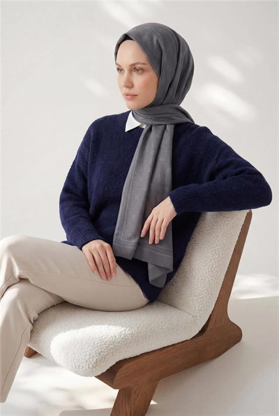 Pamuk Polyester Liva Şal Mavi Gri Nefes Alan Dokulu 90x200