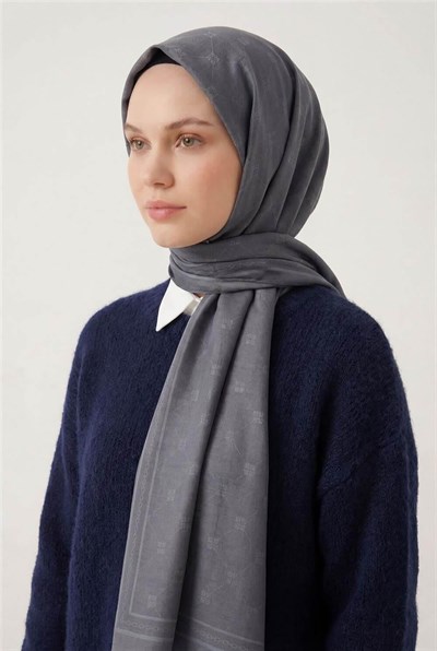 Pamuk Polyester Liva Şal Mavi Gri Nefes Alan Dokulu 90x200