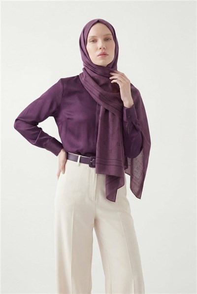 Pamuk Polyester Liva Şal Mor Nefes Alan Dokulu 90x200