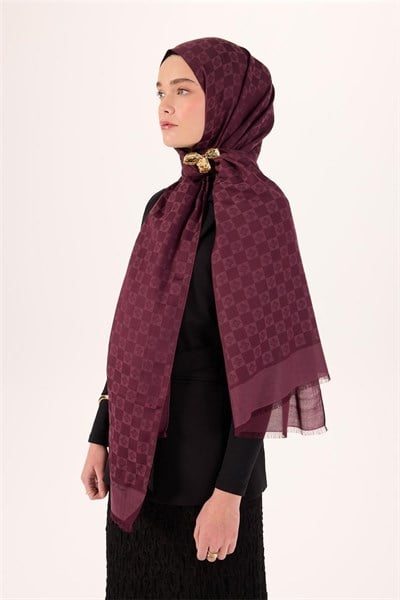Pamuk Polyester Liva Şal Mürdüm Dokulu Nefes Alan 90x200