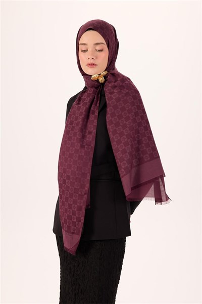 Pamuk Polyester Liva Şal Mürdüm Dokulu Nefes Alan 90x200