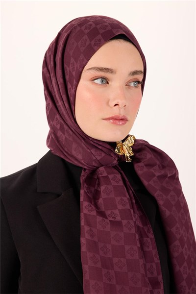 Pamuk Polyester Liva Şal Mürdüm Dokulu Nefes Alan 90x200
