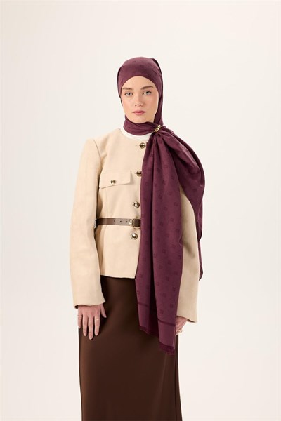 Pamuk Polyester Liva Şal Mürdüm Dokulu Nefes Alan Doğal Yapılı 90x200