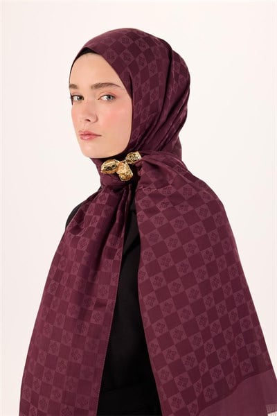 Pamuk Polyester Liva Şal Mürdüm Dokulu Nefes Alan 90x200