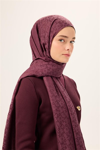 Pamuk Polyester Liva Şal Mürdüm Nefes Alan Dokulu 90x200