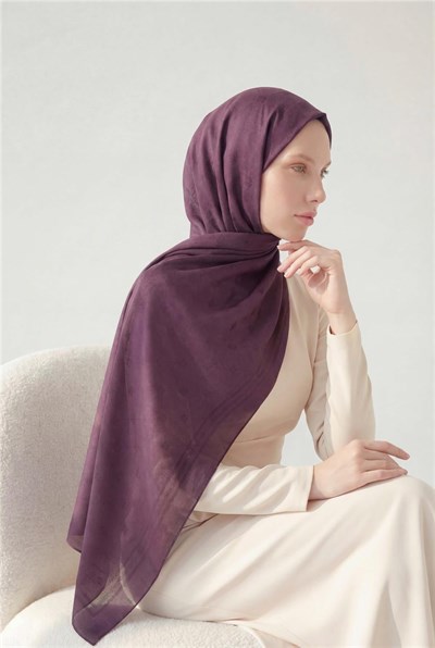 Pamuk Polyester Liva Şal Patlıcan Moru Nefes Alan Dokulu 90x200
