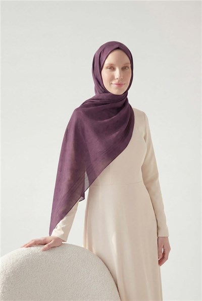 Pamuk Polyester Liva Şal Patlıcan Moru Nefes Alan Dokulu 90x200