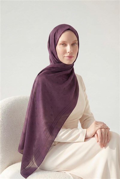 Pamuk Polyester Liva Şal Patlıcan Moru Nefes Alan Dokulu 90x200