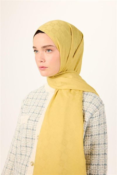 Pamuk Polyester Liva Şal Sarı Dokulu Nefes Alan 90x200