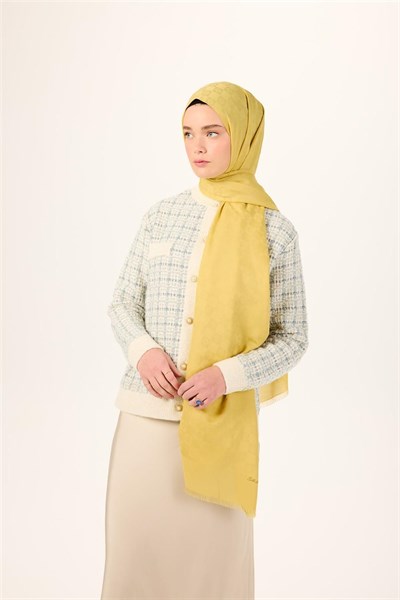 Pamuk Polyester Liva Şal Sarı Dokulu Nefes Alan 90x200