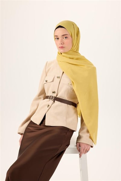 Pamuk Polyester Liva Şal Sarı Dokulu Nefes Alan Doğal Yapılı 90x200