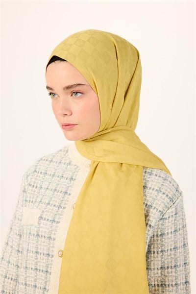 Pamuk Polyester Liva Şal Sarı Dokulu Nefes Alan 90x200