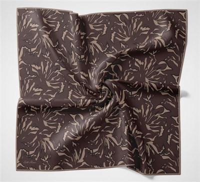Pamuk Polyester Soft Eşarp Açık Kahverengi Soyut Desenli Tok Duruşlu 90x90