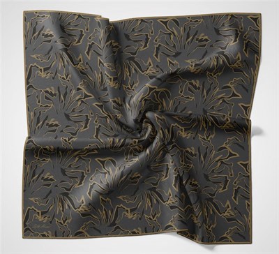 Pamuk Polyester Soft Eşarp Antrasit Soyut Desenli Nefes Alan Hafif 90x90