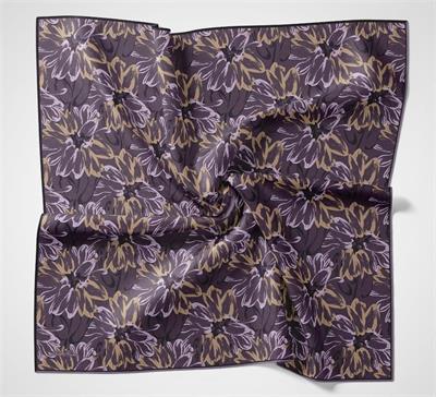 Pamuk Polyester Soft Eşarp Botanik Desen Mor 90*90
