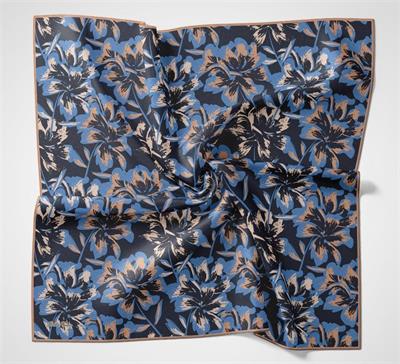 Pamuk Polyester Soft Eşarp Büyük Papatya Desen Koyu Lacivert 90x90