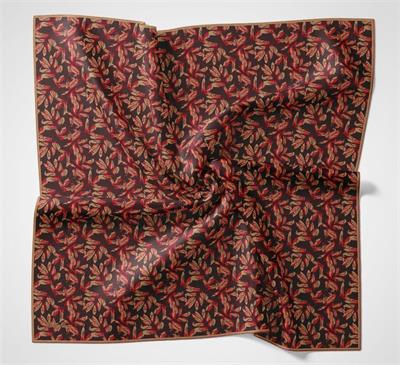 Pamuk Polyester Soft Eşarp Çiçek Desen Kahverengi 90*90