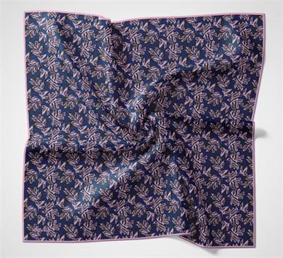 Pamuk Polyester Soft Eşarp Çiçek Desen Saks Mavisi 90*90