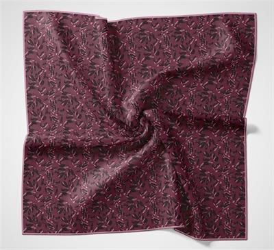 Pamuk Polyester Soft Eşarp Çiçek Desen Vişne 90*90