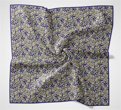Pamuk Polyester Soft Eşarp Flora Desen Açık Asker Yeşili 90*90