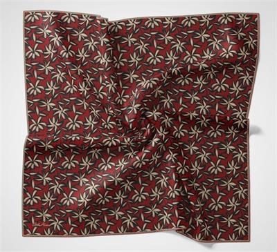 Pamuk Polyester Soft Eşarp Flora Desen Kiremit Kırmızı 90*90