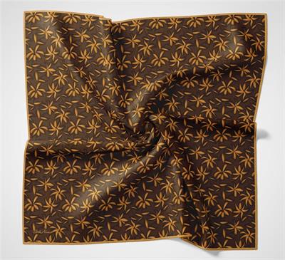 Pamuk Polyester Soft Eşarp Flora Desen Kahverengi 90*90
