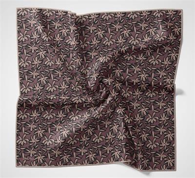 Pamuk Polyester Soft Eşarp Flora Desen Kiremit Kırmızı 90*90