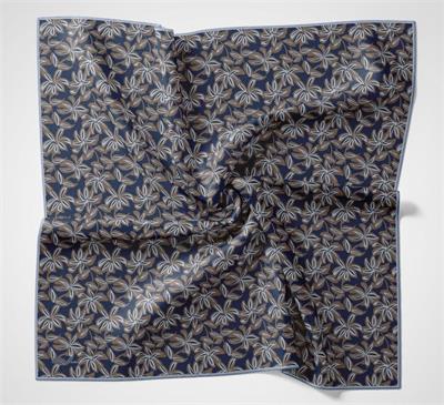 Pamuk Polyester Soft Eşarp Flora Desen Mavi 90*90