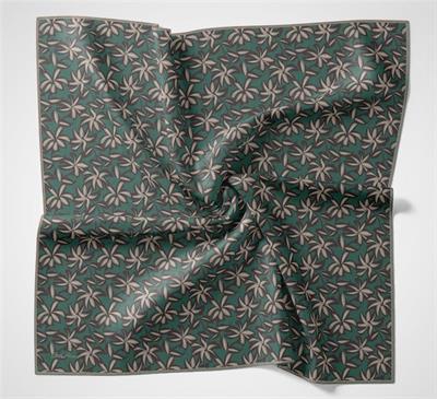 Pamuk Polyester Soft Eşarp Flora Desen Patina Yeşili 90*90
