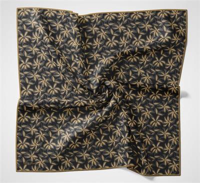 Pamuk Polyester Soft Eşarp Flora Desen Siyah 90*90