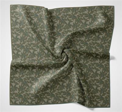 Pamuk Polyester Soft Eşarp Flora Desen Soluk Yeşil 90*90
