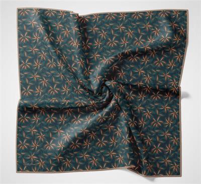 Pamuk Polyester Soft Eşarp Flora Desen Turuncu 90*90