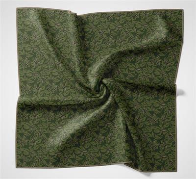 Pamuk Polyester Soft Eşarp Flora Desen Yeşil 90*90
