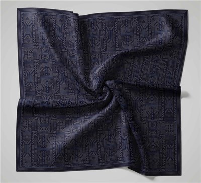 Pamuk Polyester Soft Eşarp Gece Mavisi Geometrik Desenli Kaymaz Tok Duruşlu 90x90
