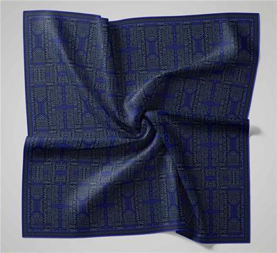 Pamuk Polyester Soft Eşarp Geometrik Desen Lacivert 90*90