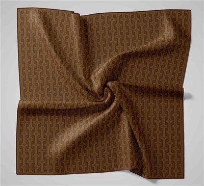 Pamuk Polyester Soft Eşarp Geometrik Desen Tarçın 90x90
